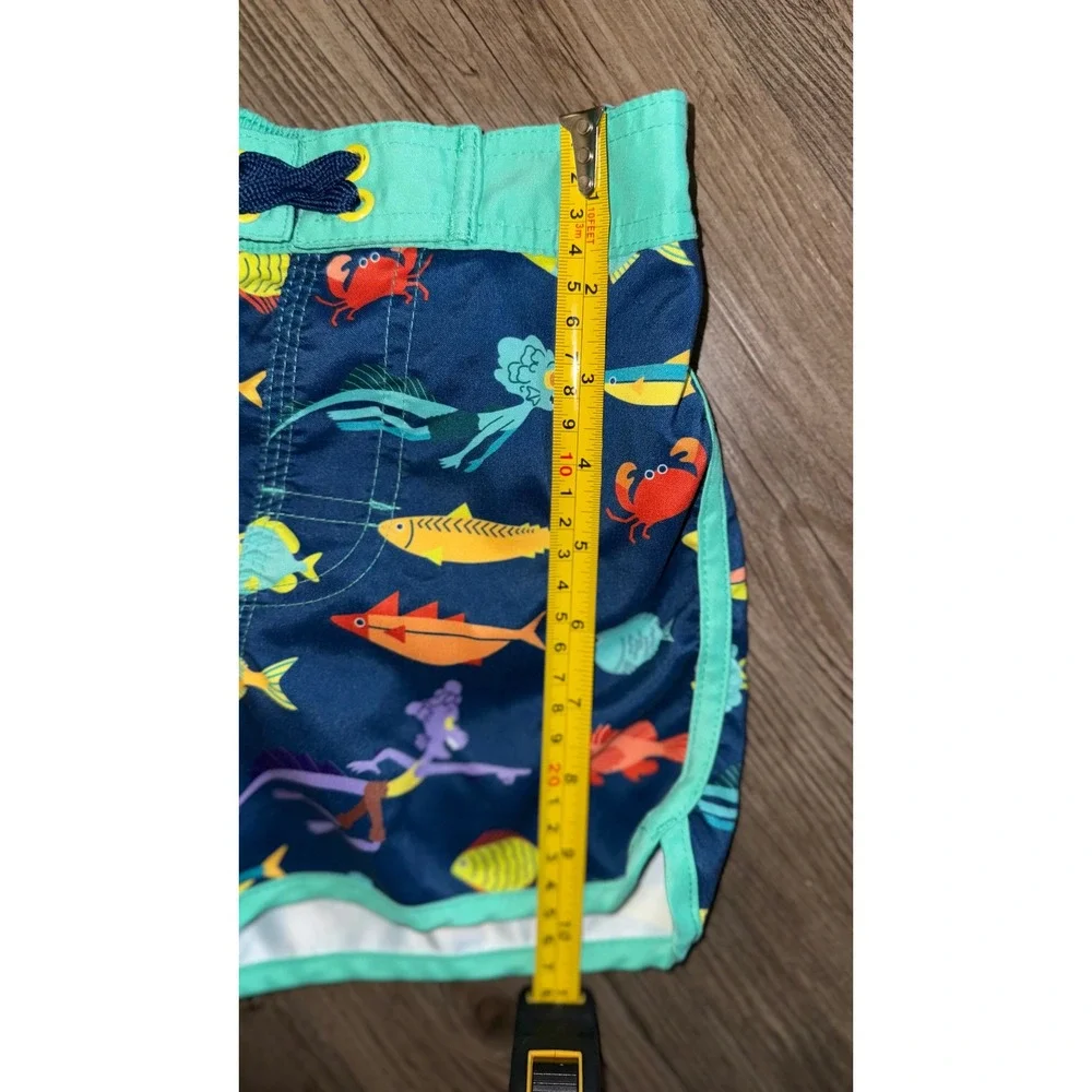Disney Pixar Luca Boys Swim Trunks Size 4 Navy Blue Sea Monster Fish Print